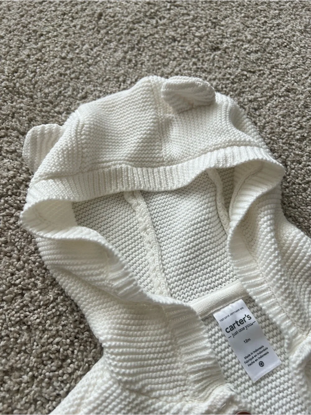 Carter's Cream Knit Hooded Cardigan Set NWOT